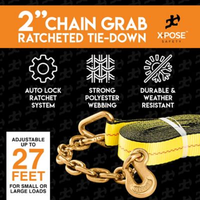 Image showing  4 Pack Heavy Duty Ratchet Straps with Chain Grabs Yellow 2 in. x 27 foot