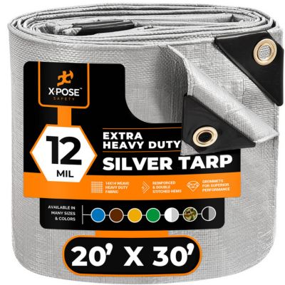 Xpose Safety Poly Tarp Extra Heavy Duty 12 Mil Silver 20 ft. x 30 ft.