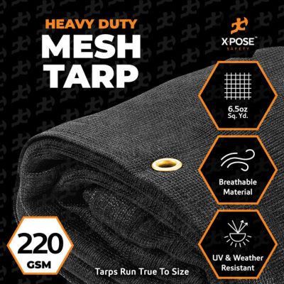 Image showing  Mesh Truck Tarp Black 20 ft. x 50 ft.