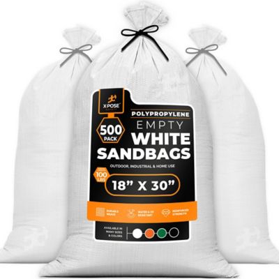 Xpose Safety 500 Packs Polypropylene 50 lbs White Sand Bags 18 in. x 30 in.