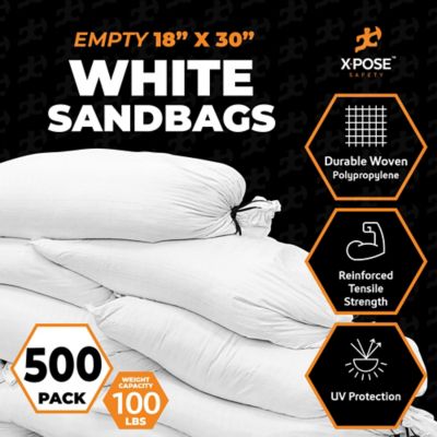Image showing  500 Packs Polypropylene 50 lbs White Sand Bags 18 in. x 30 in.