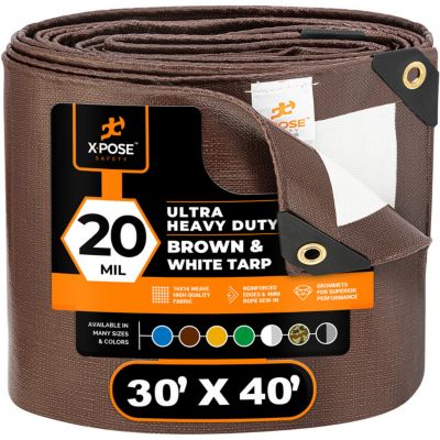 Xpose Safety Poly Tarp Ultra Heavy Duty 20 Mil Brown/White 30 ft. x 40 ft.