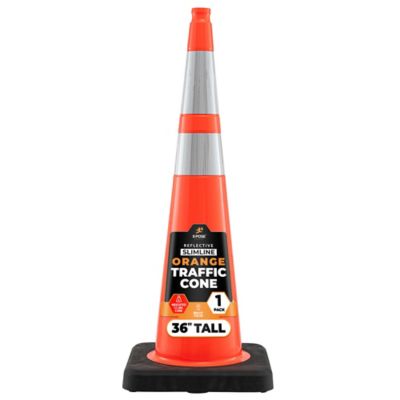 Image showing  12 lbs base Slim Line 6 in. and 4 in. Collar PVC Multi-Purpose Safety Traffic Cone Orange 36 in.