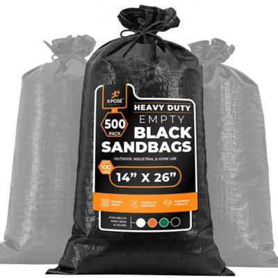 Xpose Safety 500 Packs Polypropylene 100 lbs Weight Limit Heavy Duty Black Sand Bags 14 in. x 26 in.