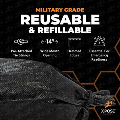 Image showing  500 Packs Polypropylene 100 lbs Weight Limit Heavy Duty Black Sand Bags 14 in. x 26 in.