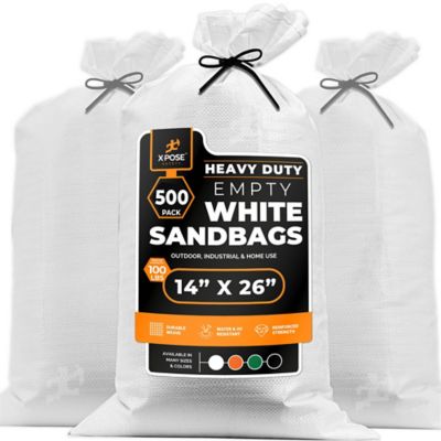 Xpose Safety 500 Packs Polypropylene 100 lbs Weight Limit Heavy Duty White Sand Bags 14 in. x 26 in.