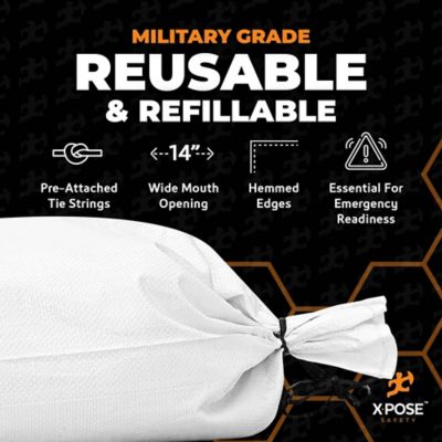 Image showing  500 Packs Polypropylene 100 lbs Weight Limit Heavy Duty White Sand Bags 14 in. x 26 in.