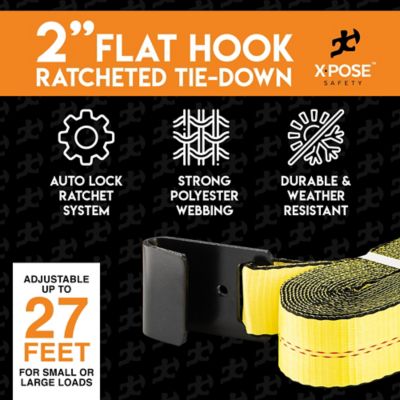Image showing  Heavy Duty Ratchet Straps with Flat Hooks Yellow 2 in. x 27 foot