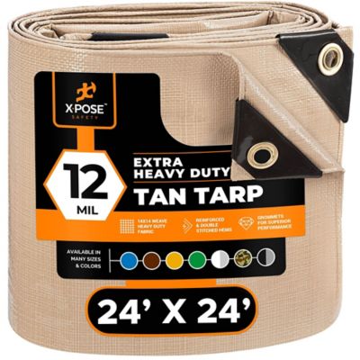 Xpose Safety Poly Tarp Extra Heavy Duty 12 Mil Tan 24 ft. x 24 ft.