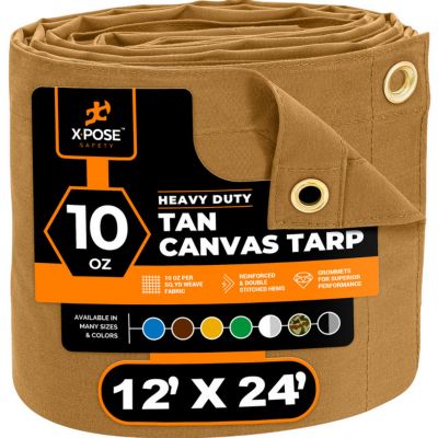 Xpose Safety Canvas Tarp 10 oz Tan 12 ft. x 24 ft.