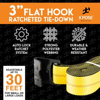 Image showing  Heavy Duty Ratchet Straps with Flat Hooks Yellow 3 in. x 30 foot
