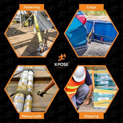 Image showing  Heavy Duty Ratchet Straps with Flat Hooks Yellow 3 in. x 30 foot