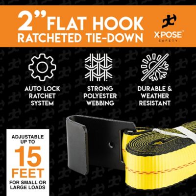 Image showing  Heavy Duty Ratchet Straps with Flat Hooks Yellow 2 in. x 15 foot