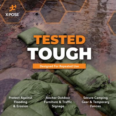 Image showing 5 th Xpose Safety 10 Pack Polypropylene 50 lbs Green Sand Bags 14 in. x 26 in.