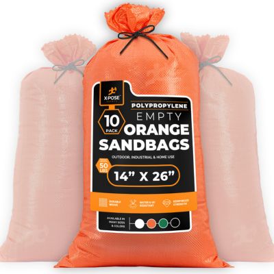Xpose Safety 10 Pack Polypropylene 50 lbs Orange Sand Bags 14 in. x 26 in.