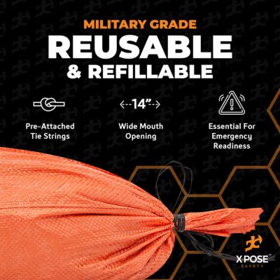 Image showing  10 Pack Polypropylene 50 lbs Orange Sand Bags 14 in. x 26 in.