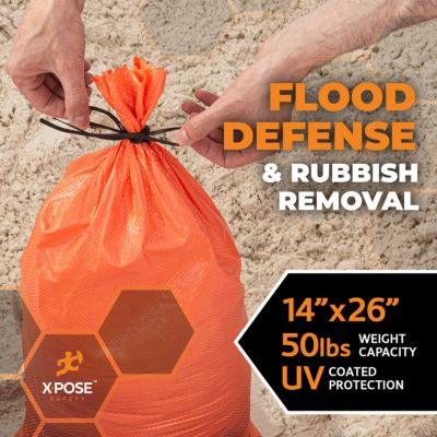 Image showing  10 Pack Polypropylene 50 lbs Orange Sand Bags 14 in. x 26 in.