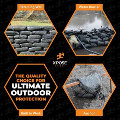 Image showing 6 th Xpose Safety 10 Pack Polypropylene 100 lbs Weight Limit Heavy Duty Black Sand Bags 14 in. x 26 in.