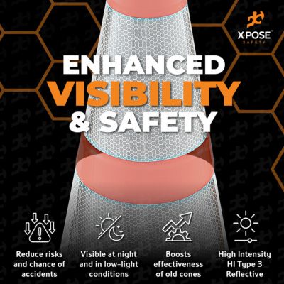 Image showing  5 Pack Set of 6 in. and 4 in. High Reflective cone collar for 28 in. Traffic Cone