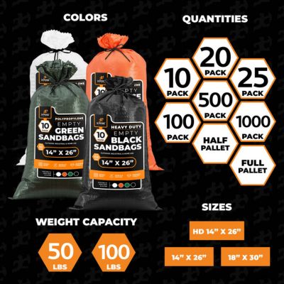 Image showing 7 th Xpose Safety 10 pk. Polypropylene 50 lb. White Sand Bags, 14 x 26in.