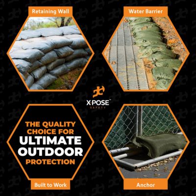 Image showing 6 th Xpose Safety 20 Packs Polypropylene 50 lbs Green Sand Bags 14 in. x 26 in.