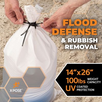 Image showing  10 Pack Polypropylene 100 lbs Weight Limit Heavy Duty White Sand Bags 14 in. x 26 in.