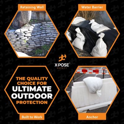 Image showing 6 th Xpose Safety 10 Pack Polypropylene 100 lbs Weight Limit Heavy Duty White Sand Bags 14 in. x 26 in.