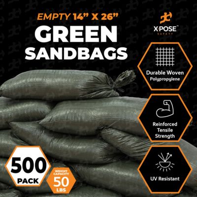 Image showing  500 Packs Polypropylene 50 lbs Green Sand Bags 14 in. x 26 in.