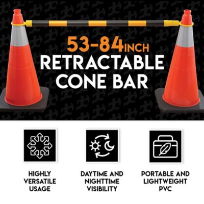 Image showing  Retractable Barrier for Traffic Cones Black/Yellow 53 in. to 84 in.