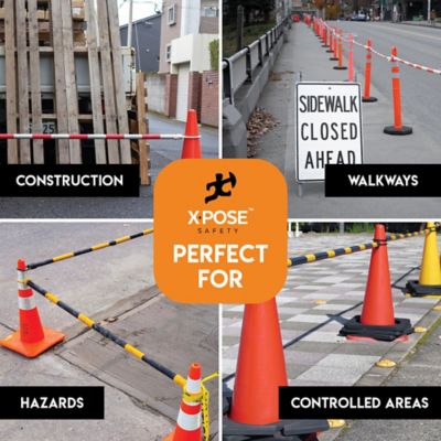 Image showing  Retractable Barrier for Traffic Cones Black/Yellow 53 in. to 84 in.