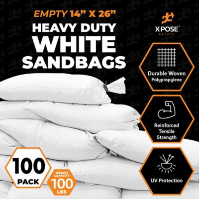 Image showing  25 Packs Polypropylene 100 lbs Weight Limit Heavy Duty White Sand Bags 14 in. x 26 in.