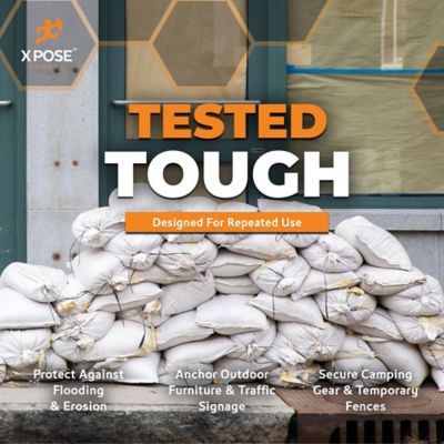 Image showing 5 th Xpose Safety 25 Packs Polypropylene 100 lbs Weight Limit Heavy Duty White Sand Bags 14 in. x 26 in.