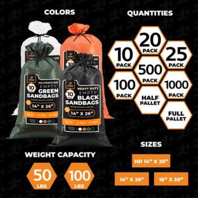 Image showing 7 th Xpose Safety 25 Packs Polypropylene 100 lbs Weight Limit Heavy Duty White Sand Bags 14 in. x 26 in.