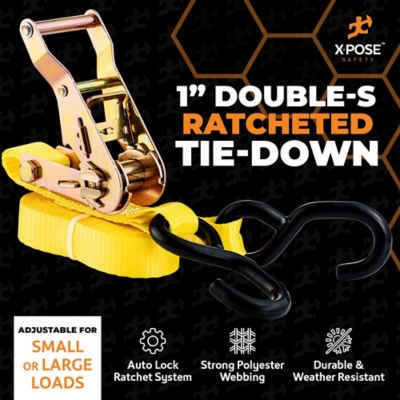 Image showing  4 Pack Heavy Duty Ratchet Straps with Double S Hooks Yellow 1 in. x 15 foot