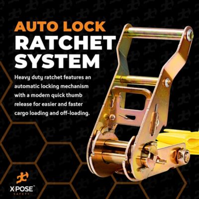 Image showing  4 Pack Heavy Duty Ratchet Straps with Double S Hooks Yellow 1 in. x 15 foot