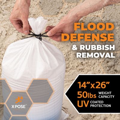 Image showing  20 Packs Polypropylene 50 lbs White Sand Bags 14 in. x 26 in.