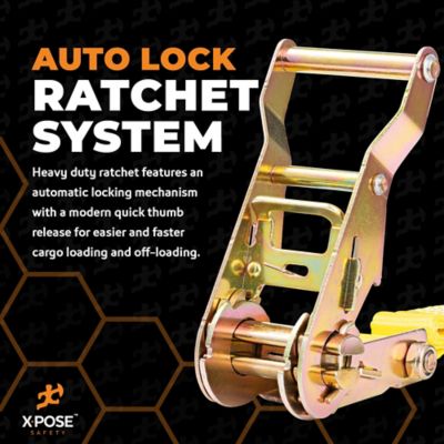 Image showing  4 Pack Heavy Duty Ratchet Straps with Double J Hooks Yellow 1 in. x 15 foot