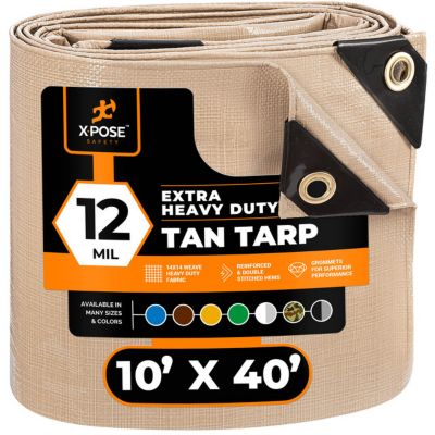 Xpose Safety Poly Tarp Extra Heavy Duty 12 Mil Tan 10 ft. x 40 ft.