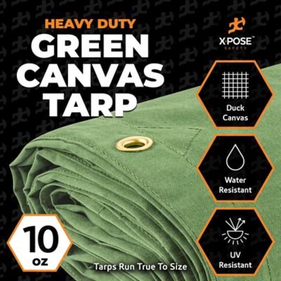 Xpose Safety Canvas Tarp 10 oz Green 12 ft. x 24 ft.