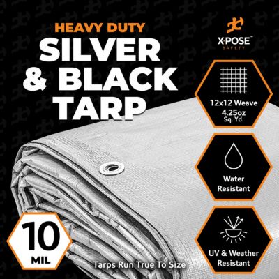 Image showing  Poly Tarp Heavy Duty 10 Mil Silver/Black 60 ft. x 60 ft.