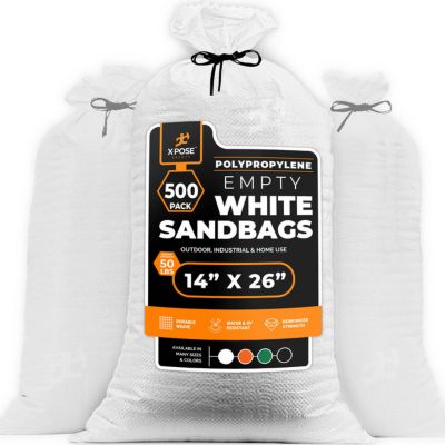 Xpose Safety 500 Packs Polypropylene 50 lbs White Sand Bags 14 in. x 26 in.