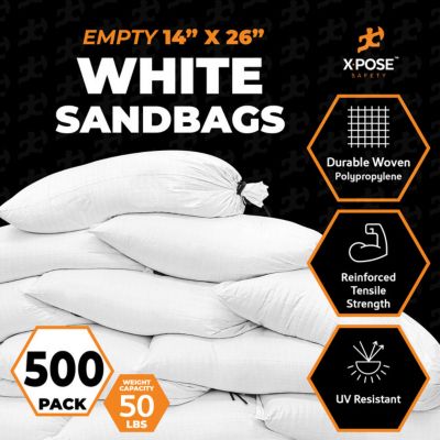 Image showing  500 Packs Polypropylene 50 lbs White Sand Bags 14 in. x 26 in.