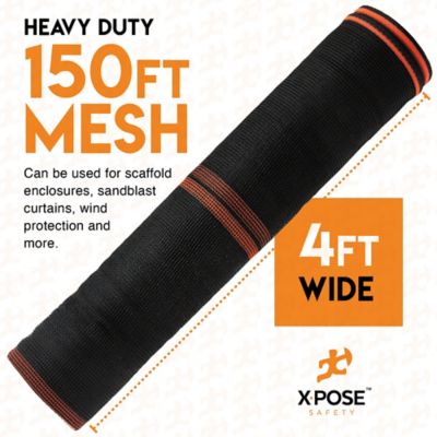 Image showing  1/4 in. Mesh Scaffold Net Fire Retardant Heavy Duty Black 4 ft. x 150 ft.