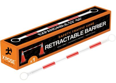 Xpose Safety Retractable Barrier for Traffic Cones White/Orange 53 in. to 84 in.