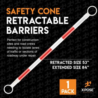 Image showing  Retractable Barrier for Traffic Cones White/Orange 53 in. to 84 in.