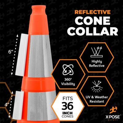 Image showing  Set of 6 in. and 4 in. High Reflective Cone Collar for 36 in. Traffic Cone