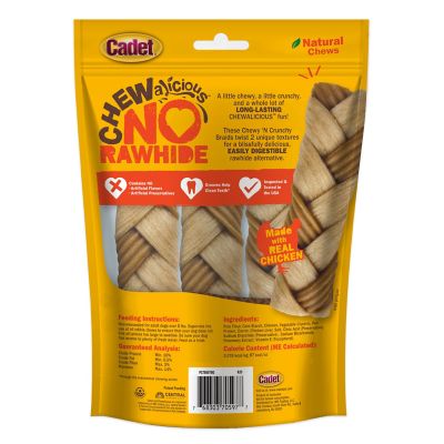 Image showing 9 th Cadet Chewalicious Chewy 'N Crunchy Rawhide-Free Natural Braids Chicken (3 Count)