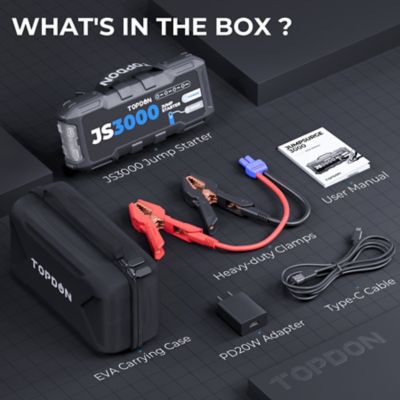 Image showing 7 th TOPDON 3000 Peak Amp Battery Jumpstarter, Power Bank, & Flashlight