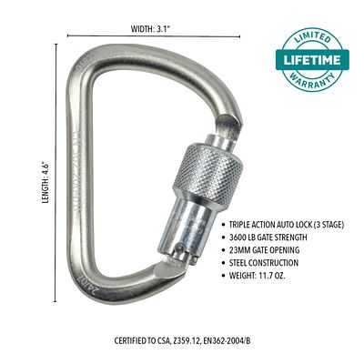 Image showing  Modified Steel D Carabiner - CSA certified (99565-3)