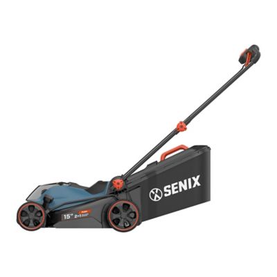 Image showing 5 th Senix 2 x 2 Lawn Mower 15 in. with 2 4.0Ah Batteries & 6A Dual Port Charger